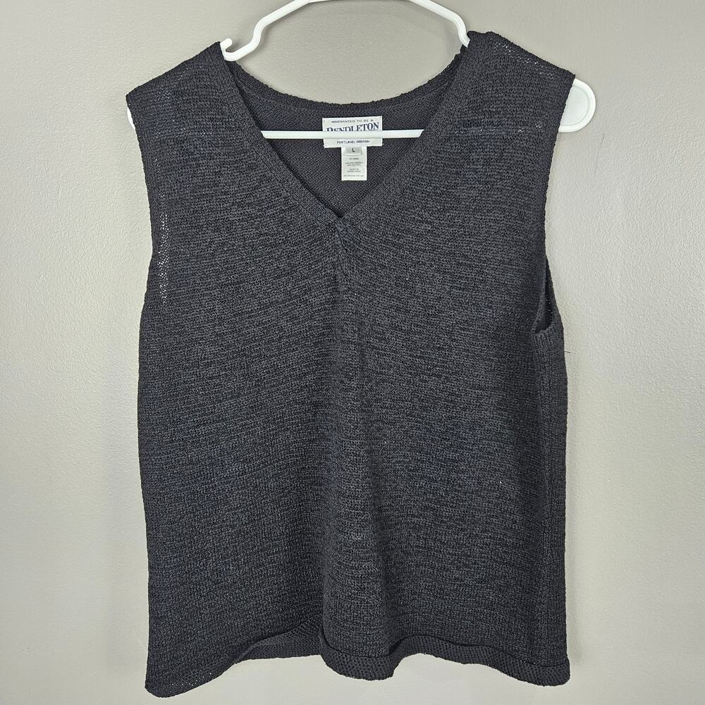 Pendleton Vintage Basic Black V Neck Minimalist T… - image 1